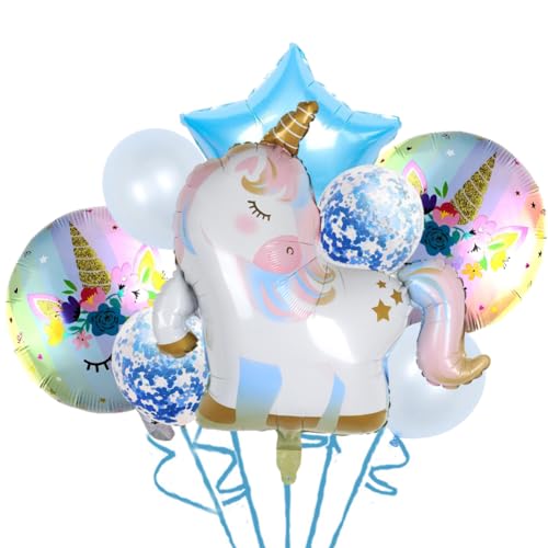 Einnhorn Folienballon Dekoration, 8PCS Geburtstags Party Luftballons, Einnhorn Luftballons Set Farbpapier Luftballons Folienballon Set Party Ballons Lieferungen für Kindergeburtstag, Hochzeit Party von FISAPBXC