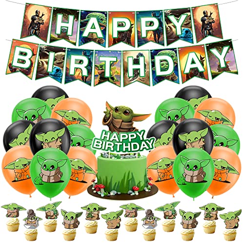 Luftballons Dekorationen, Geburtstag Luftballons, Star Theme Party Supplies Cake Topper Latex Luftballons Geburtstags Banner für Geburtstagsdeko Partyzubehör von FISAPBXC