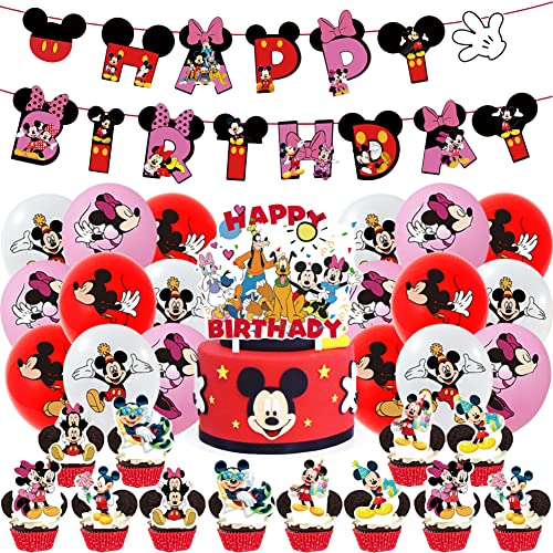 Mickey Luftballons, Kindergeburtstag Mickey Mouse, Geburtstags Luftballons, Geburtstags Party Supplie Happy Birthday Banner Cake Topper Latex Luftballon für Kinder Themenparty von FISAPBXC
