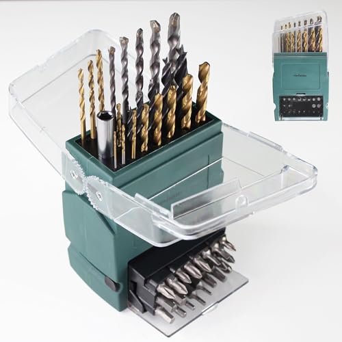 FISHTEC - Bohrer-Set – Bits mit Aufbewahrung – kompakt – Fenster – Platz für 43 Teile – Platz für Bohr- und Schraubzubehör – Ultra vielseitig – Grün FISHTEC - Bohrer-Set – Bits mit Aufbewahrung – kompakt – Fenster – Platz für 43 Teile – Platz für Bohr- und Schraubzubehör – Ultra vielseitig – Grün von Fishtec