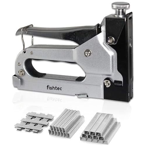 FISHTEC - Heftmaschine Nagelpistole, Multifunktion : Wände, Kabel, Nägel – Manuelle Heftmaschine für Innendekoration, Holz, Stoff, Heimwerken - Mit 400 Klammern für Wände + 400 für Kabel + 400 Nägel FISHTEC - Heftmaschine Nagelpistole, Multifunktion : Wände, Kabel, Nägel – Manuelle Heftmaschine für Innendekoration, Holz, Stoff, Heimwerken - Mit 400 Klammern für Wände + 400 für Kabel + 400 Nägel von Fishtec