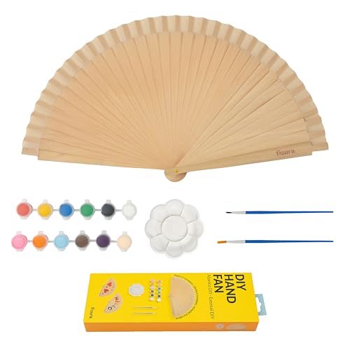 Fisura– Origineller DIY-Handfächer. Holzfächer zum Basteln und Bemalen. Perfekt als Geschenkidee. Enthält 12 Farben, 1 Pinsel, 1 Mischpalette. Maße: 42,5 x 23 cm von FISURA