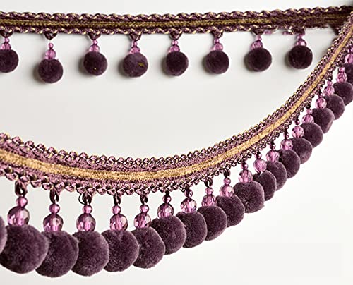 Borte mit Perlenfransen, Pompon-Quasten, hängende Perlen, Applikationsband for Nähen for Vorhänge, Tischkissen, Hochzeiten, dekoriert, 91,4 cm Borte mit Perlenfransen, Pompon-Quasten, hängende Perlen, Applikationsband for Nähen for Vorhänge, Tischkissen, Hochzeiten, dekoriert, 91,4 cm von FITIOS