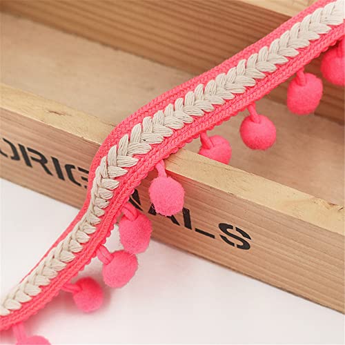Borte mit Perlenfransen, Pompons, Kugeln, Nähband for Vorhänge, Röcke, Kissen, Kleidungszubehör, 4,5 m(Bright Pink) von FITIOS