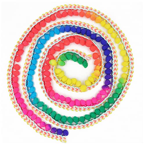 Borte mit Perlenfransen, Pompons, Kugeln, Nähband for Vorhänge, Röcke, Kissen, Kleidungszubehör, 4,5 m(Multicolor) von FITIOS