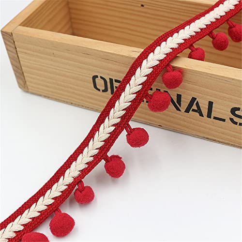 Borte mit Perlenfransen, Pompons, Kugeln, Nähband for Vorhänge, Röcke, Kissen, Kleidungszubehör, 4,5 m(Red Wine) von FITIOS