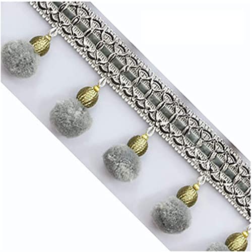 Fransenbesatz mit Zopfperlen, Bommelquasten, Jacquardband for Nähen for Vorhänge, Tische, Hochzeiten, dekoriert, 1 m, Grau Fransenbesatz mit Zopfperlen, Bommelquasten, Jacquardband for Nähen for Vorhänge, Tische, Hochzeiten, dekoriert, 1 m, Grau von FITIOS