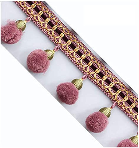 Fransenbesatz mit Zopfperlen, Bommelquasten, Jacquardband for Nähen for Vorhänge, Tische, Hochzeiten, dekoriert, 1 m, Rosa Fransenbesatz mit Zopfperlen, Bommelquasten, Jacquardband for Nähen for Vorhänge, Tische, Hochzeiten, dekoriert, 1 m, Rosa von FITIOS