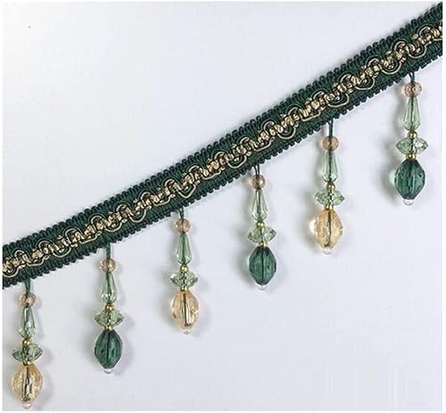 Fransenbesatz mit Zopfperlen, Quaste, geflochtenes Perlenbesatzband for Vorhänge, Tischdecken, Nähstoffzubehör, 6 Yards Fransenbesatz mit Zopfperlen, Quaste, geflochtenes Perlenbesatzband for Vorhänge, Tischdecken, Nähstoffzubehör, 6 Yards von FITIOS