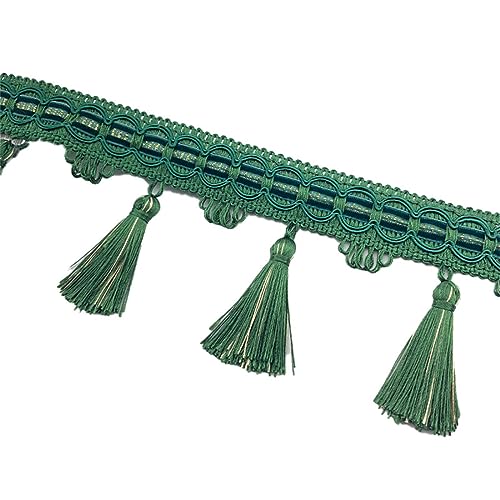 Fransenbesatz mit Zopfperlen, geflochtenes Hängeband mit Quaste for Vorhänge, Lampenschirme, Sofas, Kissen, Hochzeitstische, dekoriert, 1 Meter(Green) von FITIOS