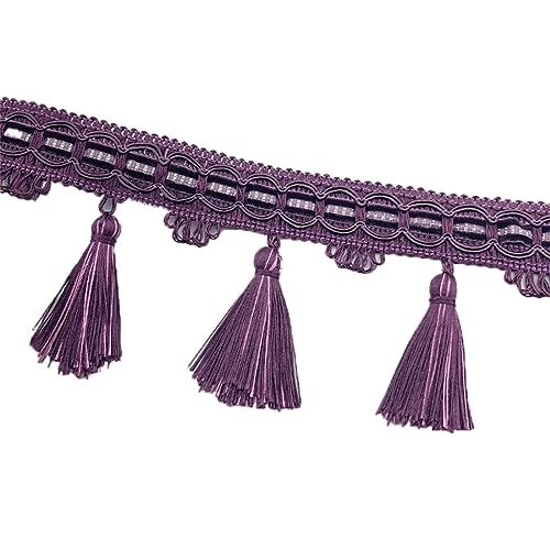 Fransenbesatz mit Zopfperlen, geflochtenes Hängeband mit Quaste for Vorhänge, Lampenschirme, Sofas, Kissen, Hochzeitstische, dekoriert, 1 Meter(Purple) von FITIOS