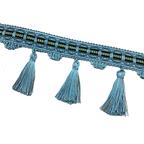 Fransenbesatz mit Zopfperlen, geflochtenes Hängeband mit Quaste for Vorhänge, Lampenschirme, Sofas, Kissen, Hochzeitstische, dekoriert, 1 Meter(Royal Blue) von FITIOS