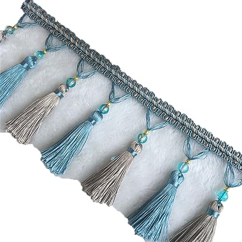 Fransenbesatz mit geflochtenen Perlen, Quaste, geflochtene Perlen, hängendes Kugelbesatzband for Vorhang, Lampenschirm, Tischkissen, dekoriert, 1 Meter(Color#02) von FITIOS