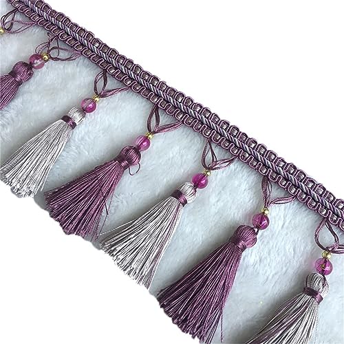Fransenbesatz mit geflochtenen Perlen, Quaste, geflochtene Perlen, hängendes Kugelbesatzband for Vorhang, Lampenschirm, Tischkissen, dekoriert, 1 Meter(Color#06) von FITIOS
