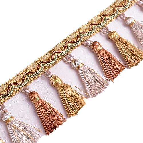 Fransenbesatz mit geflochtenen Perlen, Quaste, geflochtenes Hängeband mit Kugeln for Vorhänge, Lampenschirme, Sofas, Kissen, Tischdekoration, 5 Meter(Orange) von FITIOS