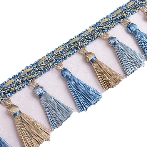 Fransenbesatz mit geflochtenen Perlen, Quaste, geflochtenes Hängeband mit Kugeln for Vorhänge, Lampenschirme, Sofas, Kissen, Tischdekoration, 5 Meter(Royal Blue) von FITIOS