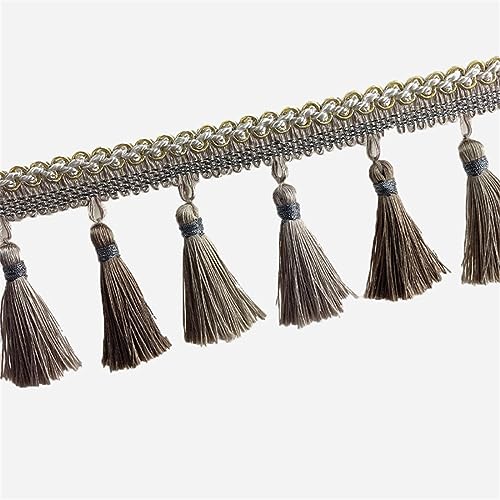 Fransenbesatz mit geflochtenen Perlen, Quaste, geflochtenes Hängebesatzband for Vorhänge, Lampenschirme, Sofas, Kissen, Tische, Hochzeiten, dekoriert, 1 Meter(Beige) von FITIOS