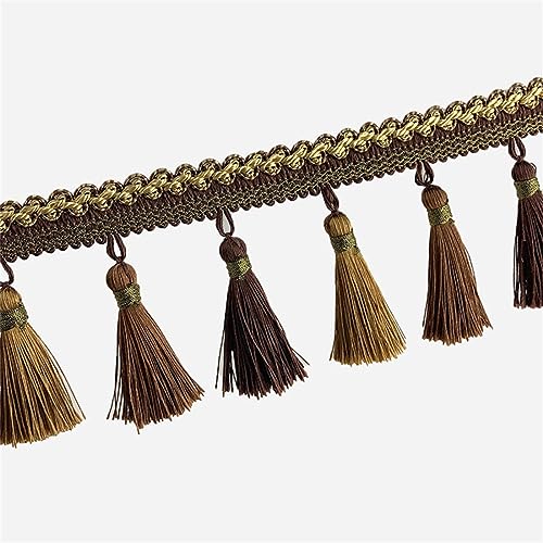 Fransenbesatz mit geflochtenen Perlen, Quaste, geflochtenes Hängebesatzband for Vorhänge, Lampenschirme, Sofas, Kissen, Tische, Hochzeiten, dekoriert, 1 Meter(Brown) von FITIOS