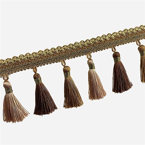 Fransenbesatz mit geflochtenen Perlen, Quaste, geflochtenes Hängebesatzband for Vorhänge, Lampenschirme, Sofas, Kissen, Tische, Hochzeiten, dekoriert, 1 Meter(Coffee) von FITIOS