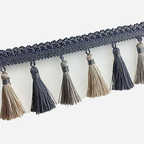Fransenbesatz mit geflochtenen Perlen, Quaste, geflochtenes Hängebesatzband for Vorhänge, Lampenschirme, Sofas, Kissen, Tische, Hochzeiten, dekoriert, 1 Meter(Gray) von FITIOS