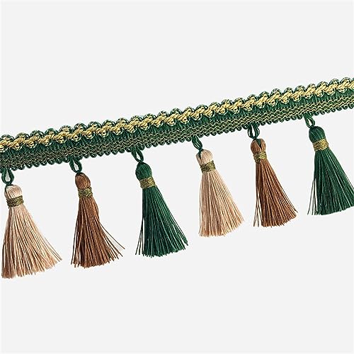 Fransenbesatz mit geflochtenen Perlen, Quaste, geflochtenes Hängebesatzband for Vorhänge, Lampenschirme, Sofas, Kissen, Tische, Hochzeiten, dekoriert, 1 Meter(Green) von FITIOS