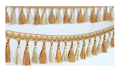 Fransenbesatz mit geflochtenen Perlen, Quaste, geflochtenes Hängebesatzband for Vorhänge, Lampenschirme, Sofas, Kissen, Tische, Hochzeiten, dekoriert, 6 Meter(Orange) von FITIOS