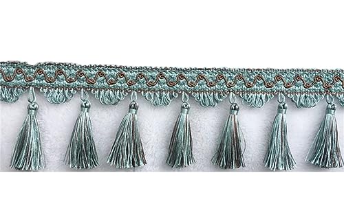 Fransenbesatz mit geflochtenen Perlen, Quaste, geflochtenes Hängekugel-Besatzband for Vorhänge, Lampenschirme, Tischkissen, dekoriert, 1 Meter(Blue) von FITIOS
