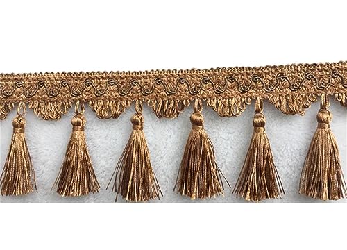 Fransenbesatz mit geflochtenen Perlen, Quaste, geflochtenes Hängekugel-Besatzband for Vorhänge, Lampenschirme, Tischkissen, dekoriert, 1 Meter(Bronze) von FITIOS