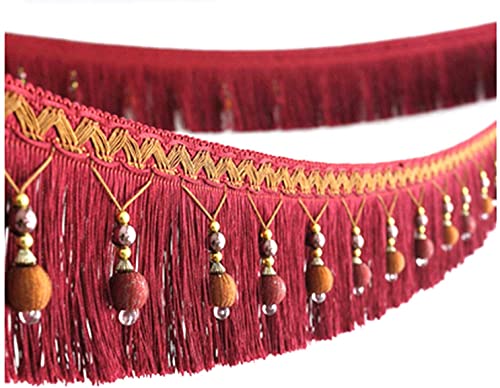 Fransenbesatz mit geflochtenen Perlen, geflochtene Perlen, hängende Kugel, Quaste, Applikation, Stoffband, Vorhang, Tisch, Hochzeit, dekoriert, 2 m Fransenbesatz mit geflochtenen Perlen, geflochtene Perlen, hängende Kugel, Quaste, Applikation, Stoffband, Vorhang, Tisch, Hochzeit, dekoriert, 2 m von FITIOS