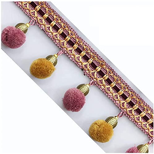 Geflochtene Perlenfransen, Bommelquasten, Jacquardband for Nähen for Vorhang, Tisch, Hochzeit, dekoriert, 1 m(Pink) von FITIOS