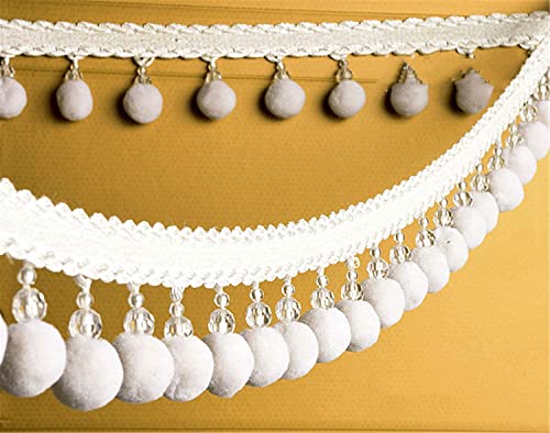 Geflochtene Perlenfransen, Bommelquasten, Jacquardband for Nähen for Vorhang, Tisch, Hochzeit, dekoriert, 1 m von FITIOS