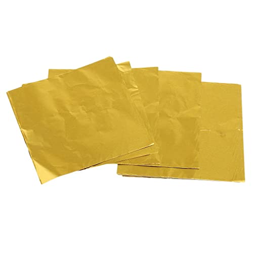 100er Set Süßigkeiten Folie Papier Wrapper Stanniolpapier Verpackung, Gold von F Fityle