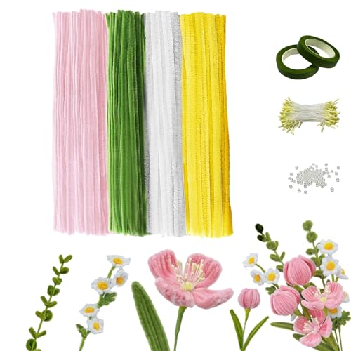 FIVAVA Pfeifenputzer zum Basteln,500 Stück Pfeifenreiniger Blumen Set 4 Farben,Pfeifenreiniger zum Basteln mit 300 Stück Staubgefäße,Blumendraht,Geschenkband für DIY Blumenstrauß Dekorationen (Rosa) FIVAVA Pfeifenputzer zum Basteln,500 Stück Pfeifenreiniger Blumen Set 4 Farben,Pfeifenreiniger zum Basteln mit 300 Stück Staubgefäße,Blumendraht,Geschenkband für DIY Blumenstrauß Dekorationen (Rosa) von FIVAVA