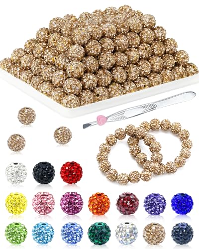 120 Stück FIVEIZERO Strassperlen für Schmuckherstellung, 10 mm, goldfarbene, glänzende, runde Kristall-Ton-Perlen, Großpackung, funkelnde Baseball-Halskette, Perlen für Armbänder und Bastelarbeiten 120 Stück FIVEIZERO Strassperlen für Schmuckherstellung, 10 mm, goldfarbene, glänzende, runde Kristall-Ton-Perlen, Großpackung, funkelnde Baseball-Halskette, Perlen für Armbänder und Bastelarbeiten von FIVEIZERO