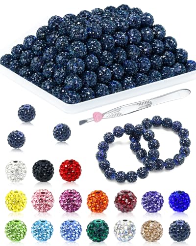 120 Stück FIVEIZERO Strassperlen für Schmuckherstellung, 10 mm blau-schwarze, glänzende, runde funkelnde Kristall-Ton-Perlen, Großpackung, glitzernde Baseball-Halskette, Perlen für Armbänder und 120 Stück FIVEIZERO Strassperlen für Schmuckherstellung, 10 mm blau-schwarze, glänzende, runde funkelnde Kristall-Ton-Perlen, Großpackung, glitzernde Baseball-Halskette, Perlen für Armbänder und von FIVEIZERO