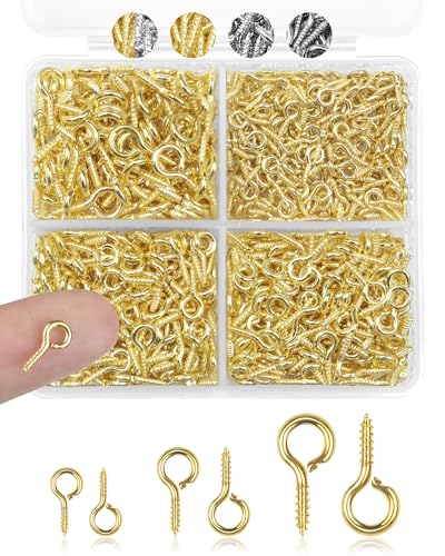 320 Stück FIVEIZERO Kupfer-Gold, kleine Schraubösen für Schmuckherstellung und Bastelarbeiten, Mini-Ösenschrauben für Kunstprojekte und Perlenanhänger, winzige Ösenhaken und Schraubenösen zum Basteln 320 Stück FIVEIZERO Kupfer-Gold, kleine Schraubösen für Schmuckherstellung und Bastelarbeiten, Mini-Ösenschrauben für Kunstprojekte und Perlenanhänger, winzige Ösenhaken und Schraubenösen zum Basteln von FIVEIZERO