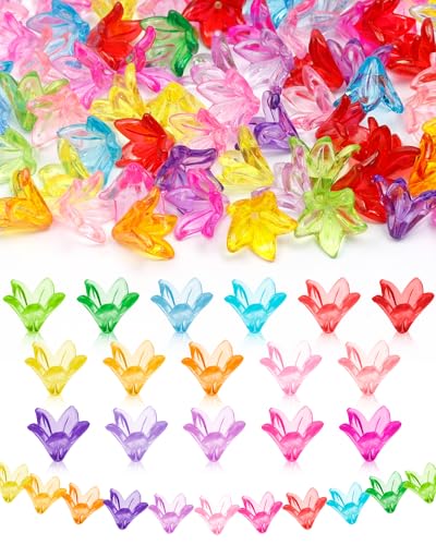 FIVEIZERO 200 Stück Acryl-Lilien-Perlen, Trompetenglocke, Blumen-Anhänger für Armbänder, Halsketten und DIY-Schmuckherstellung, 16 Farben FIVEIZERO 200 Stück Acryl-Lilien-Perlen, Trompetenglocke, Blumen-Anhänger für Armbänder, Halsketten und DIY-Schmuckherstellung, 16 Farben von FIVEIZERO