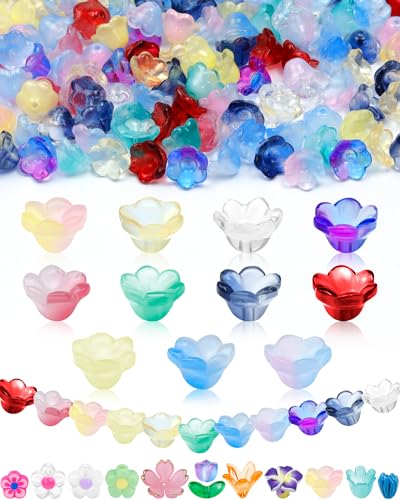 FIVEIZERO 200 Stück Glasperlen in 11 Farben, Trompetenkristall, Blumen-Anhänger für Armbänder, Halsketten und DIY-Schmuckherstellung FIVEIZERO 200 Stück Glasperlen in 11 Farben, Trompetenkristall, Blumen-Anhänger für Armbänder, Halsketten und DIY-Schmuckherstellung von FIVEIZERO
