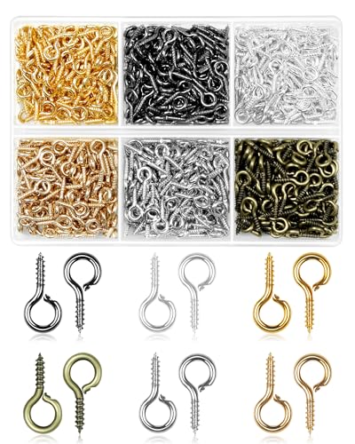 FIVEIZERO 840 Stück kleine Schraubösen für Schmuckherstellung, winzige Ösenhaken in 6 Farben, Mini-Ösenhaken in 3 Größen, kleine Ösenhaken und Schraubösen für Bastelarbeiten, Perlenarbeiten und FIVEIZERO 840 Stück kleine Schraubösen für Schmuckherstellung, winzige Ösenhaken in 6 Farben, Mini-Ösenhaken in 3 Größen, kleine Ösenhaken und Schraubösen für Bastelarbeiten, Perlenarbeiten und von FIVEIZERO