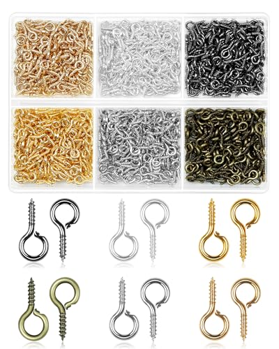 FIVEIZERO 960 Stück kleine Schraubösen für Schmuckherstellung, winzige Ösenhaken in 6 Farben, Mini-Ösenhaken in 3 Größen, kleine Ösenhaken und Schraubösen für Bastelarbeiten, Perlenarbeiten und FIVEIZERO 960 Stück kleine Schraubösen für Schmuckherstellung, winzige Ösenhaken in 6 Farben, Mini-Ösenhaken in 3 Größen, kleine Ösenhaken und Schraubösen für Bastelarbeiten, Perlenarbeiten und von FIVEIZERO