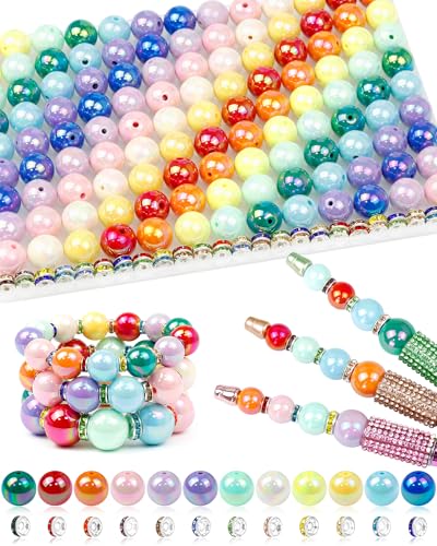 FIVEIZERO Focal-Perlen für Stifte, 14 mm AB-Regenbogen-Acrylperlen und 8 mm Strass-Abstandshalter in 12 Farben für Perlenstifte, Armbänder, Schmuckherstellung und Bastelarbeiten, 196 Stück FIVEIZERO Focal-Perlen für Stifte, 14 mm AB-Regenbogen-Acrylperlen und 8 mm Strass-Abstandshalter in 12 Farben für Perlenstifte, Armbänder, Schmuckherstellung und Bastelarbeiten, 196 Stück von FIVEIZERO