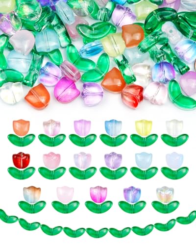 FIVEIZERO Glasperlen in Tulpenblumen, 17 Farben, Kristall-Blumen-Anhänger für Armbänder, Halsketten und DIY-Schmuckherstellung, 340 Stück FIVEIZERO Glasperlen in Tulpenblumen, 17 Farben, Kristall-Blumen-Anhänger für Armbänder, Halsketten und DIY-Schmuckherstellung, 340 Stück von FIVEIZERO