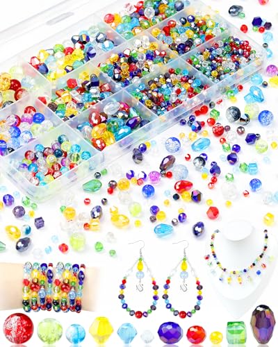 FIVEIZERO Glasperlen zur Schmuckherstellung, verschiedene bunte Regenbogen-Kristallperlen, facettiert, rund, Doppelkegel und Tropfenperlen für selbstgemachte Armbänder, Halsketten, Sonnenfänger und FIVEIZERO Glasperlen zur Schmuckherstellung, verschiedene bunte Regenbogen-Kristallperlen, facettiert, rund, Doppelkegel und Tropfenperlen für selbstgemachte Armbänder, Halsketten, Sonnenfänger und von FIVEIZERO