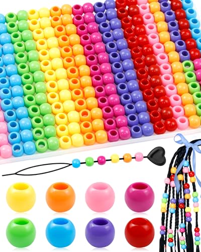 FIVEIZERO Haarperlen mit großem Loch, Acryl-Ponyperlen für Zöpfe, Großpackung – gemischte Farben für Armbänder und Heimwerker, 260 Stück FIVEIZERO Haarperlen mit großem Loch, Acryl-Ponyperlen für Zöpfe, Großpackung – gemischte Farben für Armbänder und Heimwerker, 260 Stück von FIVEIZERO