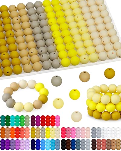 FIVEIZERO Silikonperlen, 15 mm, verschiedene Farben, für Schlüsselanhänger, Gummiperlen für Bastelarbeiten, Armbänder und Halsketten, Silikonperlen, runde Silikonperlen für Stifte, Gelb, 160 Stück FIVEIZERO Silikonperlen, 15 mm, verschiedene Farben, für Schlüsselanhänger, Gummiperlen für Bastelarbeiten, Armbänder und Halsketten, Silikonperlen, runde Silikonperlen für Stifte, Gelb, 160 Stück von FIVEIZERO