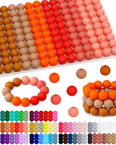 FIVEIZERO Silikonperlen, 15 mm, verschiedene Farben, für Schlüsselanhänger, Gummiperlen für Bastelarbeiten, Armbänder und Halsketten, Silikonperlen, runde Silikonperlen für Stifte, Orange, 160 Stück FIVEIZERO Silikonperlen, 15 mm, verschiedene Farben, für Schlüsselanhänger, Gummiperlen für Bastelarbeiten, Armbänder und Halsketten, Silikonperlen, runde Silikonperlen für Stifte, Orange, 160 Stück von FIVEIZERO