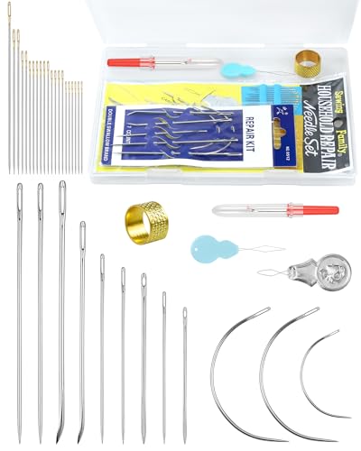 FIVEIZERO Strapazierfähiges Handnähnadel-Set, Leder-Nähnadeln, gebogene Matratzennadel, gerade Polsternadel, für Heimpolster, Leder, Teppich, Segeltuchreparatur von FIVEIZERO