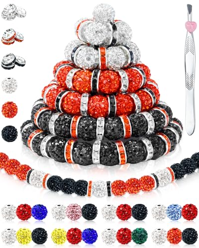 FIVEIZERO Strass-Perlen für Baseball-Halsketten, Armbänder, Schmuckherstellung, 10 mm, glitzernde, runde Kristall-Ton-Perlen, Strass-Abstandshalter für Armbänder und Bastelarbeiten (schwarz, weiß FIVEIZERO Strass-Perlen für Baseball-Halsketten, Armbänder, Schmuckherstellung, 10 mm, glitzernde, runde Kristall-Ton-Perlen, Strass-Abstandshalter für Armbänder und Bastelarbeiten (schwarz, weiß von FIVEIZERO