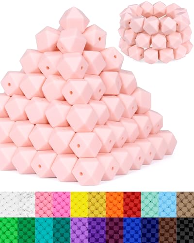 FIVEIZERO sechseckige Silikonperlen, 14 mm, Silikonperlen für Schlüsselanhänger, Schlüsselbänder, Schlüsselanhänger und Bastelprojekte, Premium-Silikonperlen-Set für Heimwerker, Hellrosa, 90 Stück FIVEIZERO sechseckige Silikonperlen, 14 mm, Silikonperlen für Schlüsselanhänger, Schlüsselbänder, Schlüsselanhänger und Bastelprojekte, Premium-Silikonperlen-Set für Heimwerker, Hellrosa, 90 Stück von FIVEIZERO