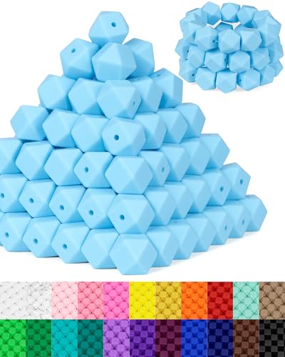FIVEIZERO sechseckige Silikonperlen, 14 mm, Silikonperlen für Schlüsselanhänger, Schlüsselbänder, Schlüsselanhänger und Bastelprojekte, Premium-Silikonperlen-Set für Heimwerker, Pastellblau, 90 Stück FIVEIZERO sechseckige Silikonperlen, 14 mm, Silikonperlen für Schlüsselanhänger, Schlüsselbänder, Schlüsselanhänger und Bastelprojekte, Premium-Silikonperlen-Set für Heimwerker, Pastellblau, 90 Stück von FIVEIZERO